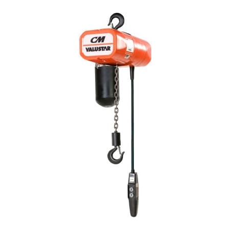 Columbus Mckinnon. CM Valustar Electric Chain Hoist, 1/2 Ton, 10' Lift, 16 FPM, 115/230-1-60, with CC 2403/92